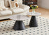 IF-2201 Coffee Table Set, 2Pc, Nested, Sintered Stone Grey Armani Marble Top, Black Steel Base