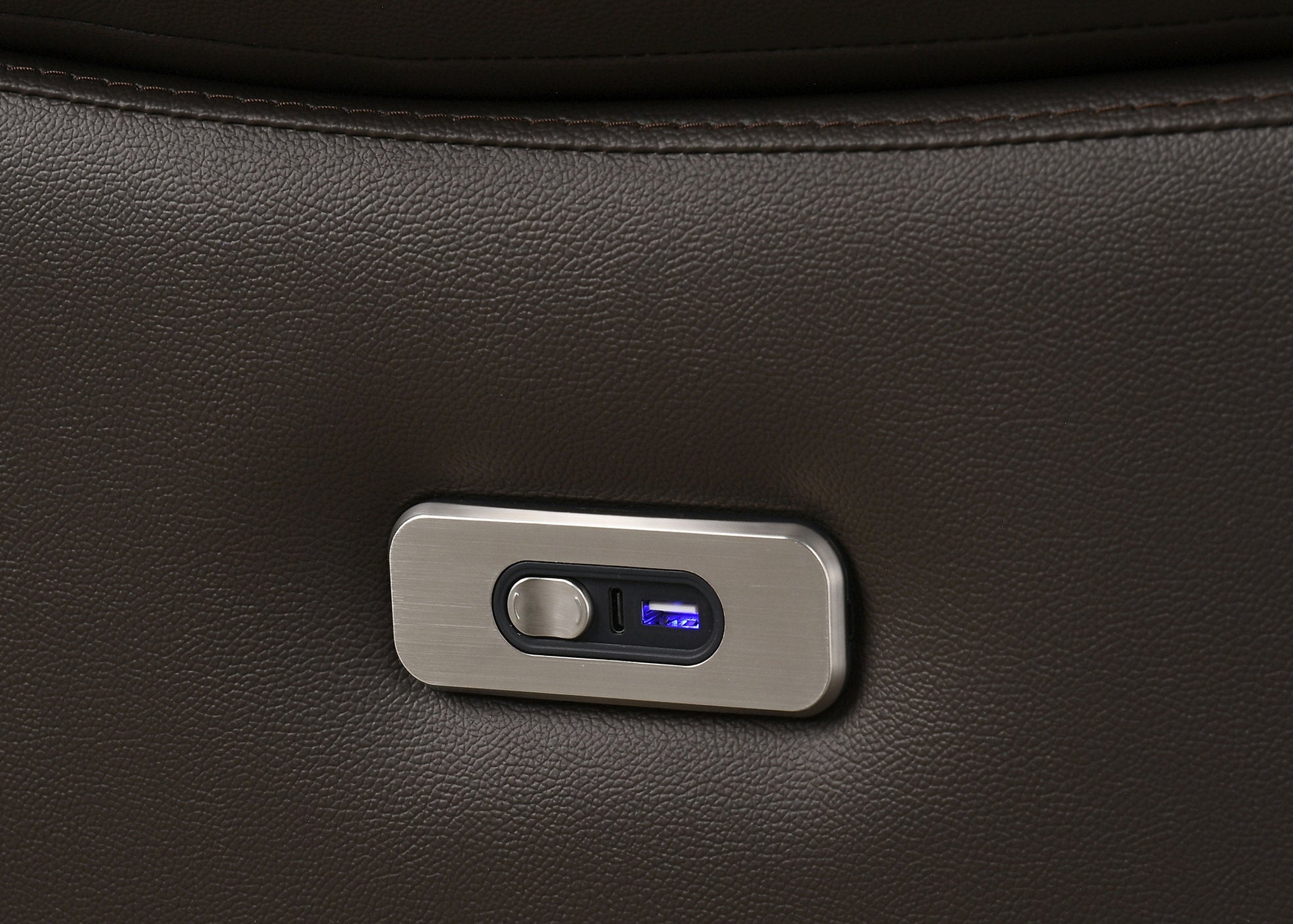 IF-8160 Power Recliner Set, 3pc, Dark Chocolate Brown, Genuine Leather/Match, USB Charging, Hidden Cup Holders