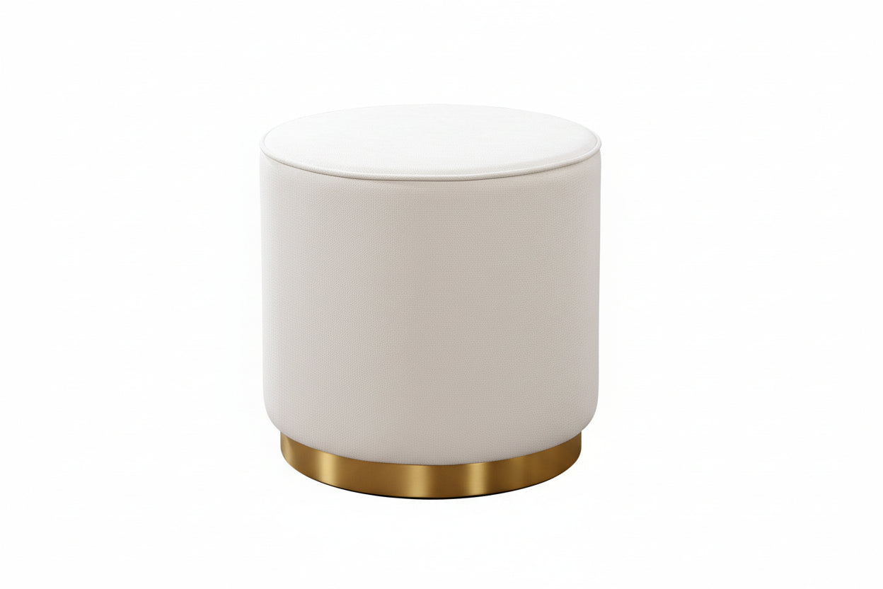 IF-6245 Ottoman, Round, 16" Diameter, Soft Cream Fabric