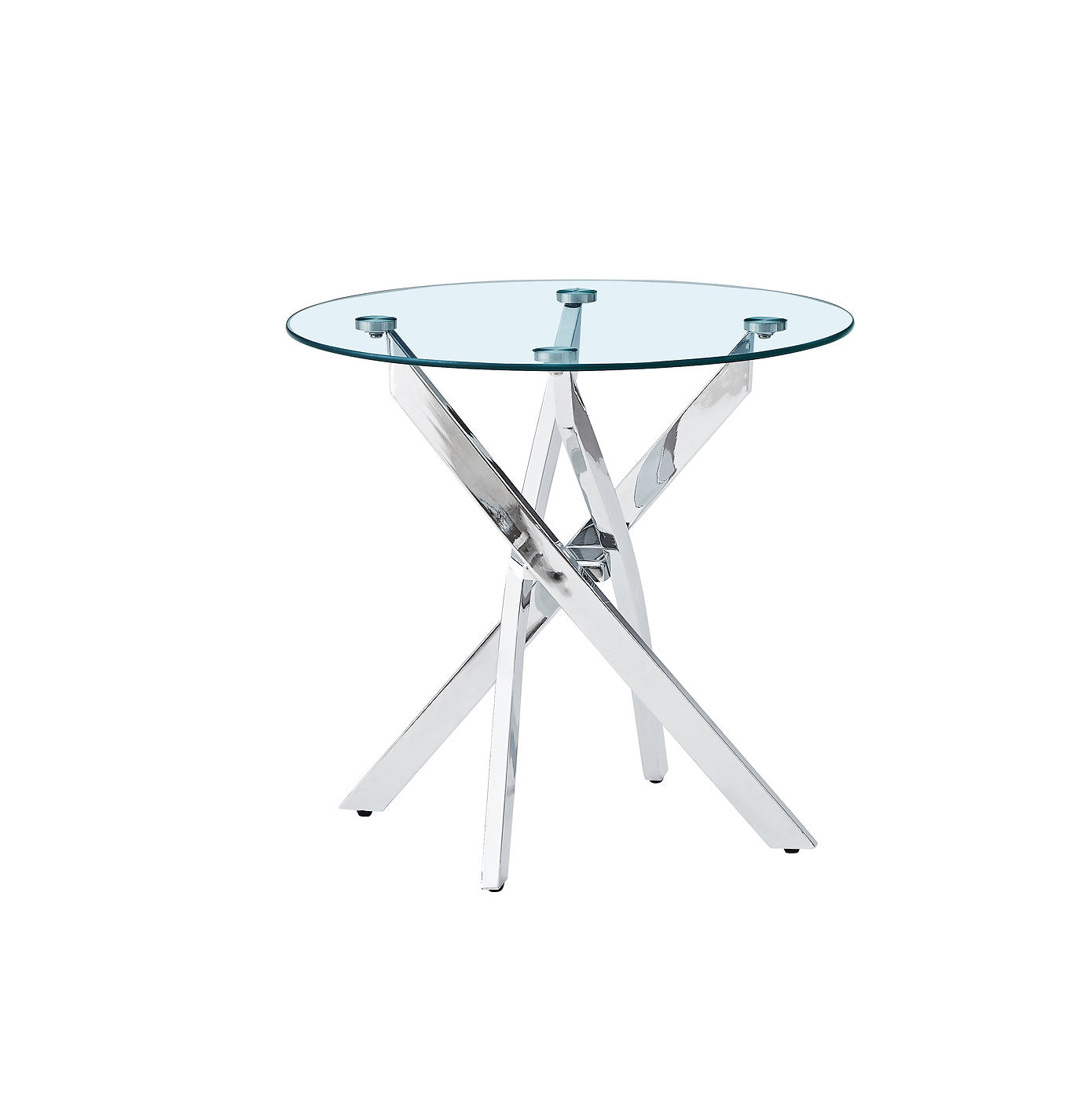 IF-2650 Coffee Table Set, 3Pc, Chrome Base, Oval and Round, Clear Glass Top