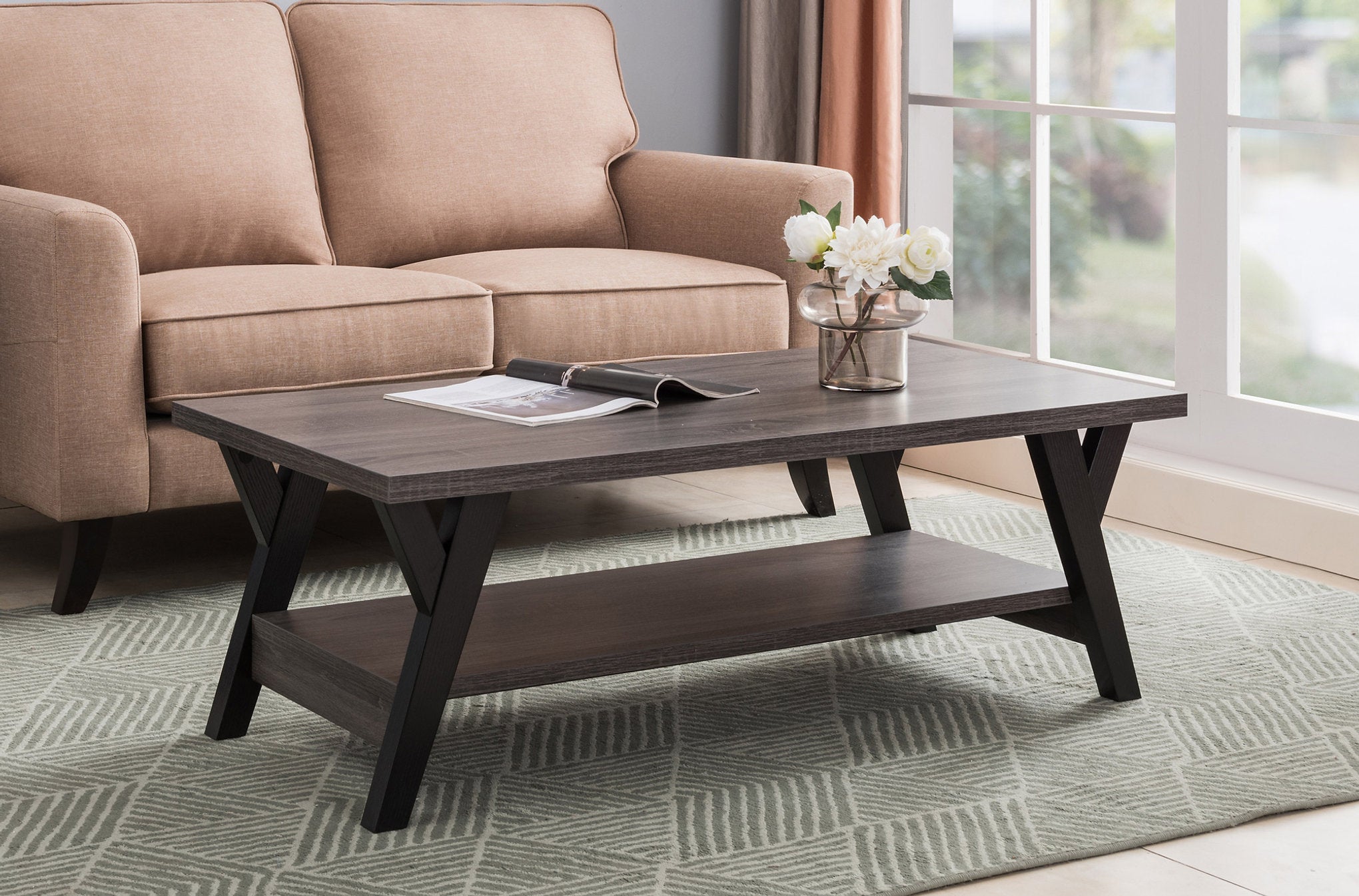 IF-3505 Coffee Table Set, 3Pc, Grey Top, 48" Coffee Table, 22" End Tables, Grey Frame