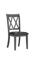 C-1099 Dining Chair, Antique Grey Frame, Black Faux Leather Seat, Double "X" Pattern Backrest (Set of 2)