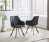 T-1408 | C-1413 Dining Set, 5 Pc, 48" Round Wood Table, Pedestal Design, Hidden Door, Fluted Base, 4 Black Chairs
