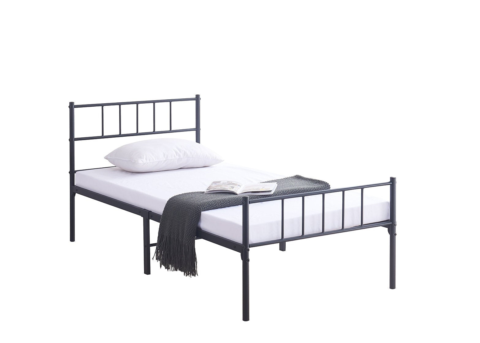 IF-158 Bed, Black, Metal Frame, Under Bed Storage