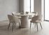 T-1640 | C-1644 Dining Set, 5Pc, Beige Chairs, 48" Light Travertine Round Table, Fluted Base