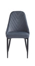 C-1532 Dining Chairs, Dark Grey Velvet, Chevron Pattern Stitching, Black Legs, (Set of 2)