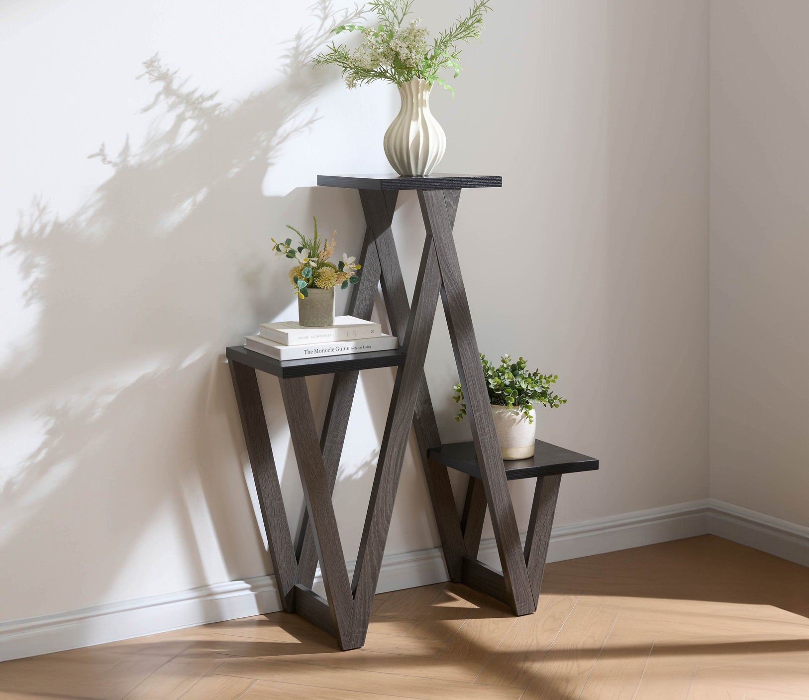 IF-091 Accent Table, Multi-Tier Accent Stand, Modern, Zig-Zag Design, Plant Stand