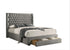 IF-5761  Bed, Sliver Grey, Velvet, Tufted Headboard, Storage Drawer
