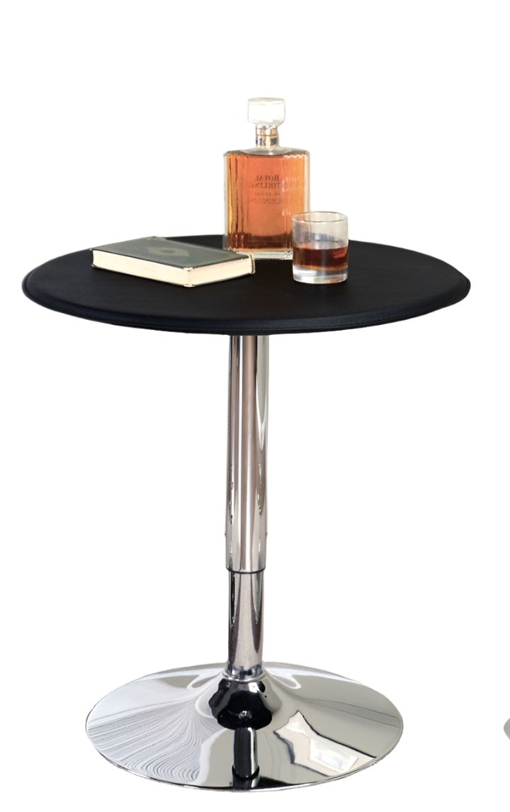 T-135 Pub Table, 23" Round, Adjustable Height, Chrome Metal Base