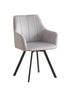 T-1410 | C-1411 Dining Set, 7Pc, Extension Table, 63"-79", Sintered Stone Top, White Marble, Light Grey Swivel Chairs