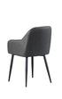 C-1416 Dining Chair, Dark Grey, Faux Leather, Elegant Vertical Channel Stitching Detail, Set of 2