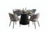 T-1642 | C-1645 Dining Set, 5Pc, Grey Chairs, 48" Black Round Table, Fluted Base