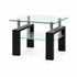 IF-2064 Coffee Table Set, 3Pc, Black Base, Glass Top