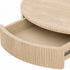 IF-3210 Coffee Table, 32" Round, Elegant Beige Travertine-Look Finish with Natural Stone Texture, Vertical Ribbed Detailing