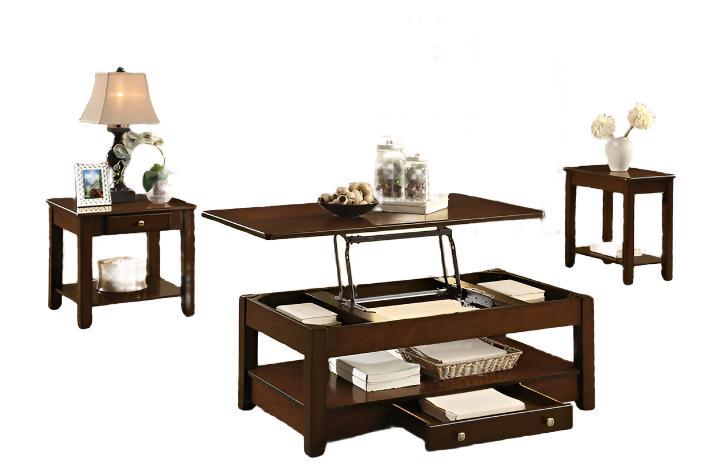 IF-2032 Lift Coffee Table, 48" Wide, Espresso Wood, Enclosed Storage Coffee Table