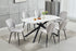 T-1530 | C-1535 Dining Set, 7Pc, 63" Table, Sintered White Marble Top, Light Grey Velvet Chairs