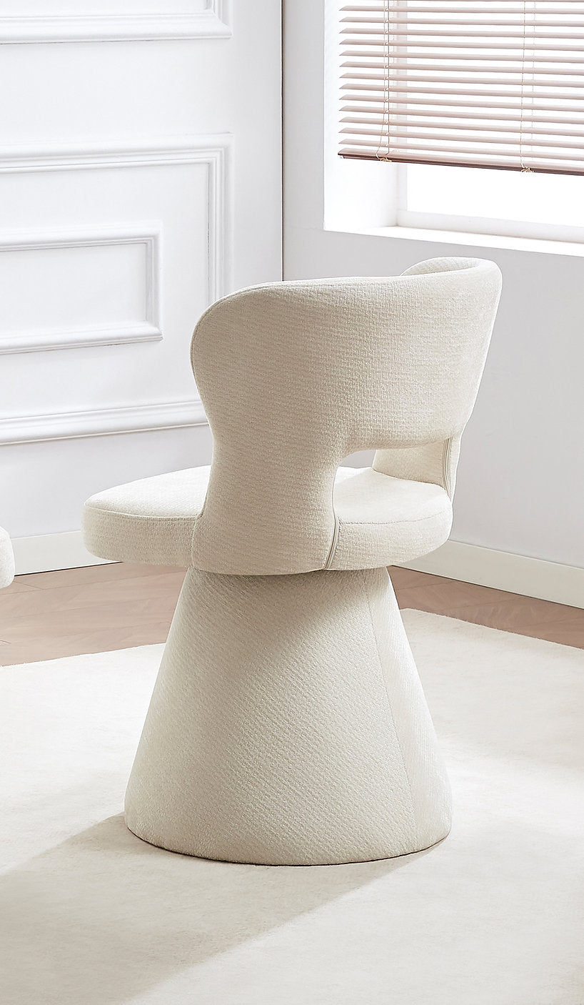 C-1436 Accent Chair, Cream Textured fabric, Cone Pedestal Base, Swivel