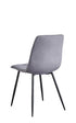 C-1592 Dining Chair, Grey, Velvet, Stitching Details, Black Metal Legs