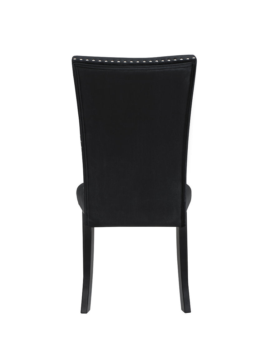 C-1605 Dining Chairs, Black, Velvet, Nailhead Trim (Set of 2)