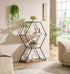 IF-3250 Display Shelf, Geometric, 3 Tier, Metal Frame, Wood-Look Shelves