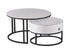 IF-2669 Coffee Table Set, 2Pc, Nested, Sintered Stone White Marble Top, Black Steel Base