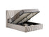 IF-5872 Lift Bed, Cream Fabric, Enclosed Storage, Elegant Fan-Tufted Headboard and Footboard