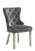 C-1245 Dining Chair, Grey, Velvet, Tufted Front, Nailhead Detail (Set of 2)