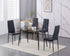 5Pc Dining Set with 48" Glass Table and Black Chairs  T-5030 C-5053