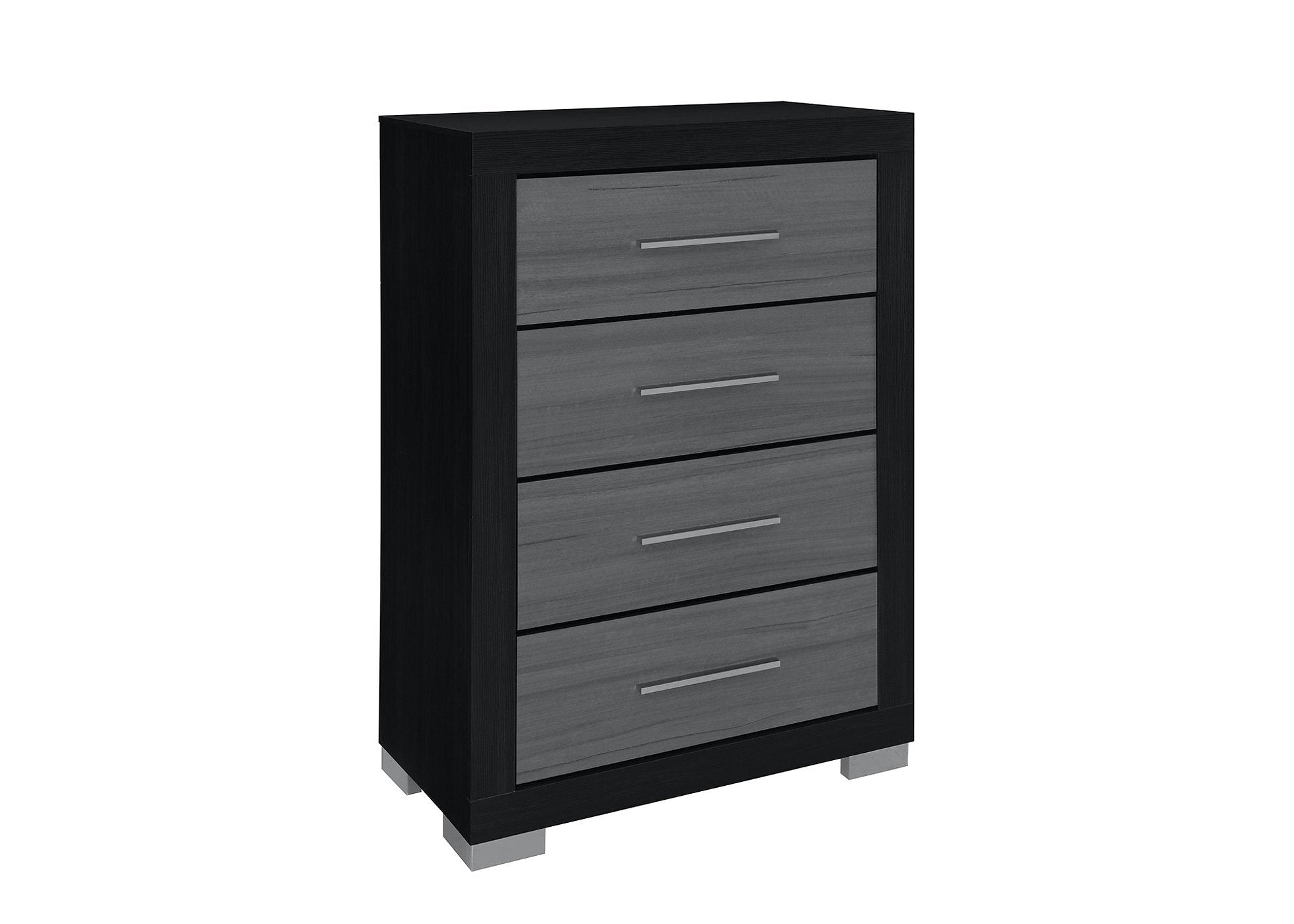 "EMMA" Chest, Black + Brey, 4 Spacious Pull-Out Drawers