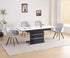 T-1410 | C-1411 Dining Set, 7Pc, Extension Table, 63"-79", Sintered Stone Top, White Marble, Light Grey Swivel Chairs
