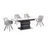 T-1410 | C-1411 Dining Set, 7Pc, Extension Table, 63"-79", Sintered Stone Top, White Marble, Light Grey Swivel Chairs