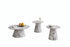 IF-2682 Coffee Table Set, 3Pc, Round Top, Grey Marble Look, Fluted Cone Base