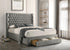 IF-5761  Bed, Sliver Grey, Velvet, Tufted Headboard, Storage Drawer