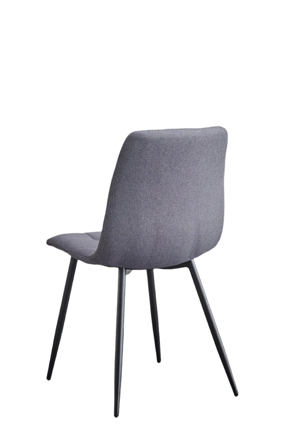 C-1593 Dining Chair, Grey, Fabric, Stitching Details, Black Metal Legs