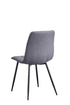 C-1593 Dining Chair, Grey, Fabric, Stitching Details, Black Metal Legs