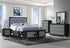"EMMA" Deluxe Bedroom Set, 6Pc, Black Grey, LED Lighting, USB Charging, Built in Bench