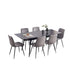 C-1817 Dining Chair, Soft Grey Velvet, Stitching Details, Black Steel Legs, (Set of 2)