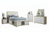 "EMMA" Deluxe Bedroom Set, 6Pc, Natural White, LED Lighting, USB Charging, Built in Bench