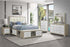 "EMMA" Deluxe Bedroom Set, 6Pc, Natural White, LED Lighting, USB Charging, Built in Bench