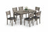 T-1051 | C-1053  Dining Set, 7 Pc, 55" Table + 6 Chairs, Antique Grey, Black Faux Leather Seat Chairs