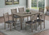 T-1051 | C-1053  Dining Set, 7 Pc, 55" Table + 6 Chairs, Antique Grey, Black Faux Leather Seat Chairs