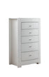 "BARCELONA" Chest, High Gloss White, 5 Drawers, Black Glass Top, Pull-up Jewelry Storage