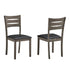 C-1053 Dining Chair, Antique Grey Frame, Black Faux Leather Seat, Ladder Back (Set of 2)