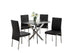 T-1447 | C-5063 - 5Pc Dining Set, 44" Round Glass Table Top with 4 Black Chairs