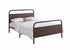 IF-5255 Bed, Black, Metal Frame, Brown Wood Panel Accents
