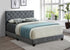 IF-5650 Bed, Grey, Velvet, Nailhead and Rhinestone Detail, Adjustable Headboard