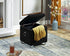 IF-6296 Storage Ottoman, Black, Velvet, Chrome Legs, Square