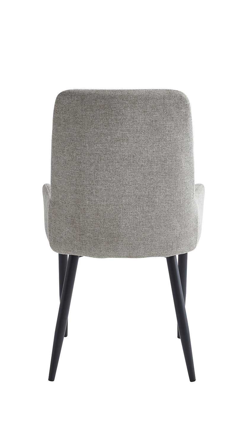 C-1512 Dining Chairs, Grey, Fabric Seat and Back, Black Legs, (Set of 2)