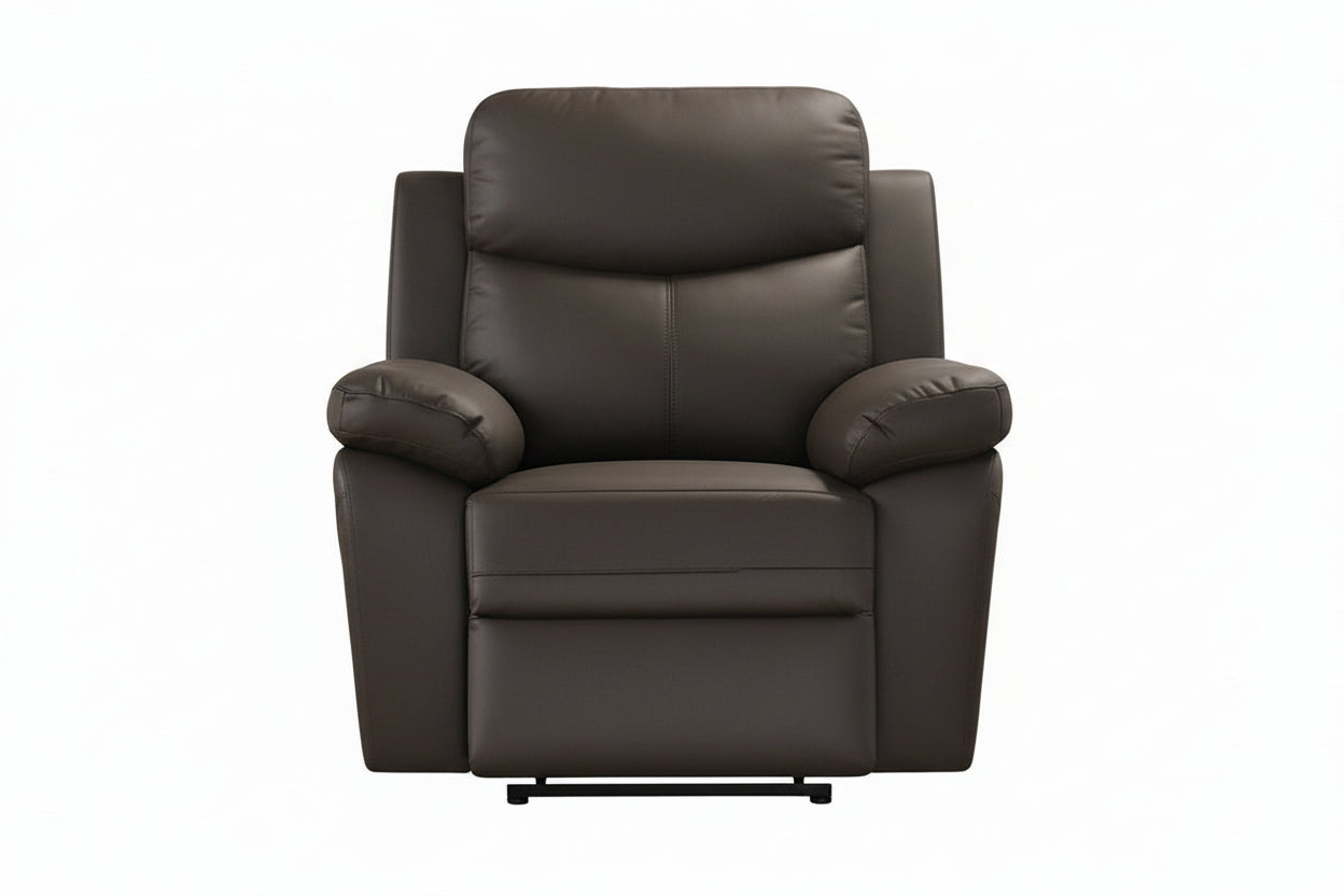 IF-8131 Power Recliner Armchair, Dark Chocolate Brown, Genuine Leather/Match, USB Charging