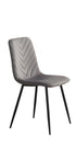 C-1817 Dining Chair, Soft Grey Velvet, Stitching Details, Black Steel Legs, (Set of 2)